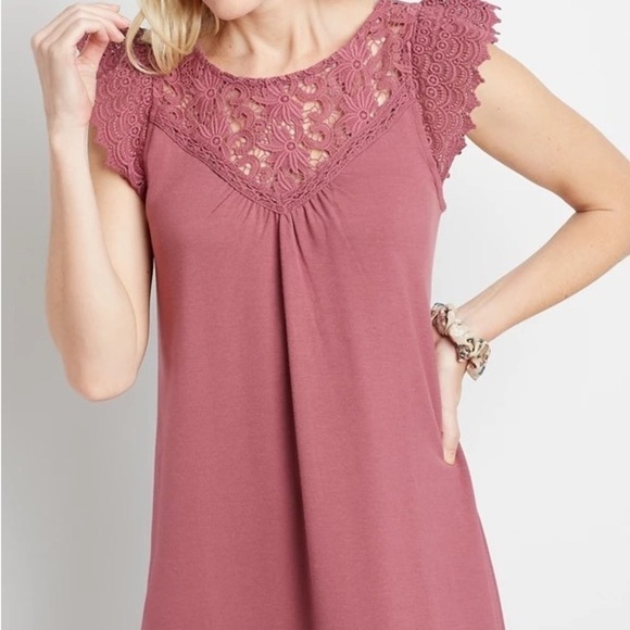 Maurices Dresses & Skirts - Maurices NWT Light Plum Crochet Sleeve Shift Dress Size 0 14W